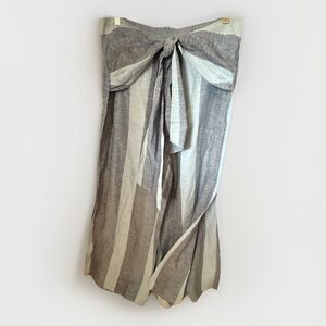Venus Linen Pants Size 18 Tie Front Blue Gray Striped Wide Leg Nautical Beachy